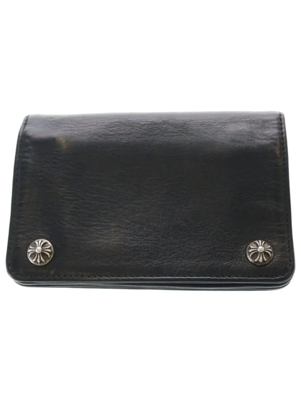 Chrome Hearts Cross Ball Button Leather Wallet Black